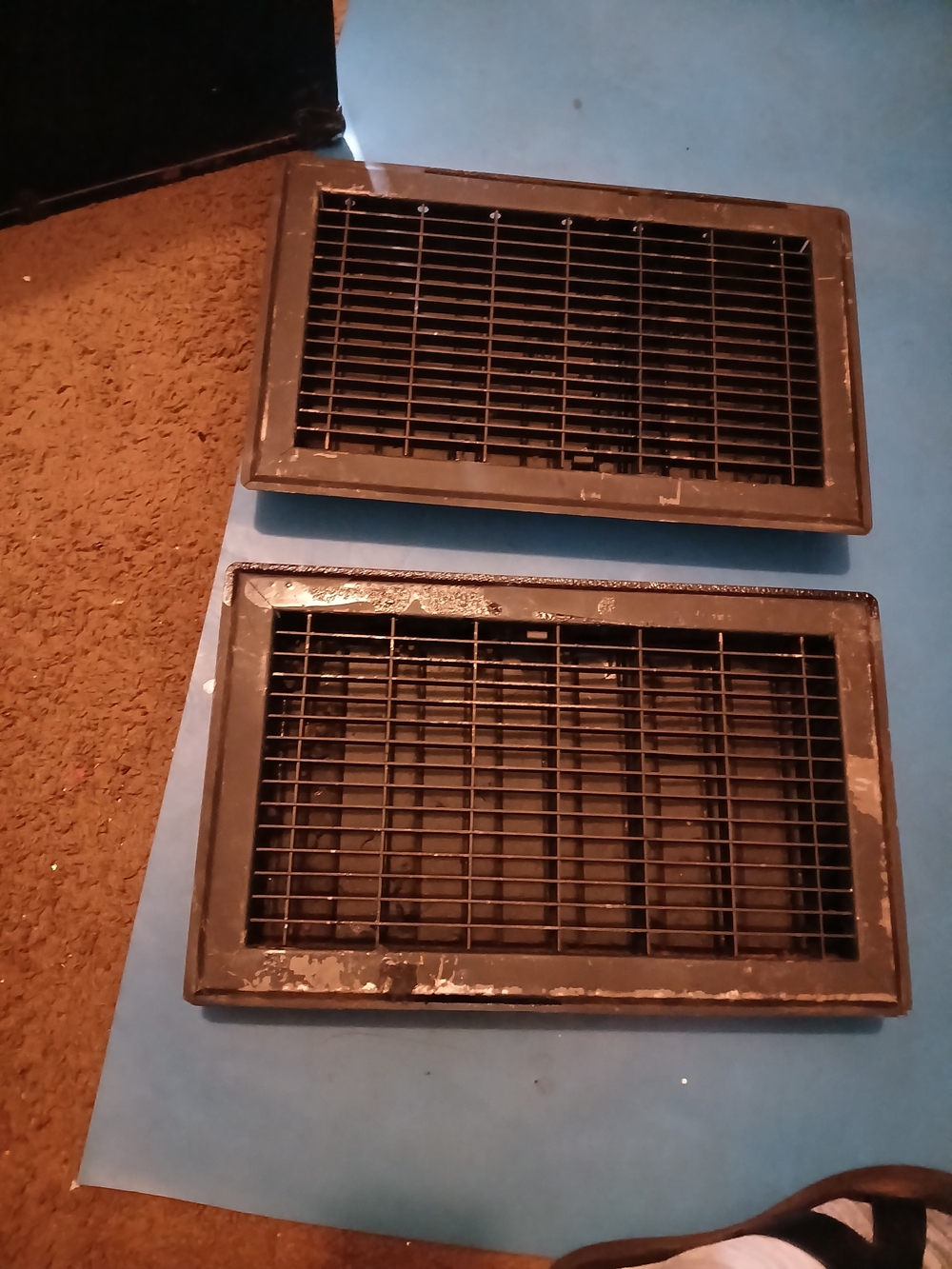 Black Metal Floor/Wall Vent Registers - Set of 2 Vintage 16 X10